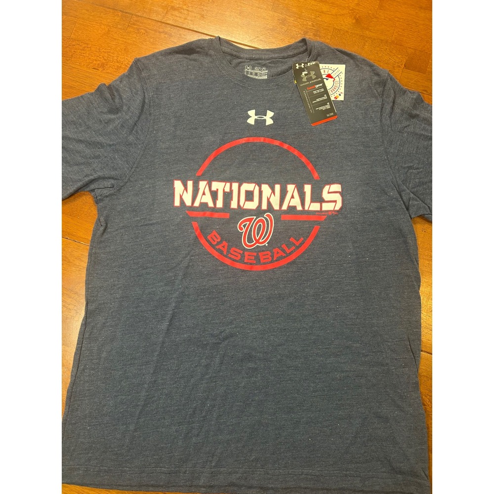 New Under Armour T-Shirt Mens 2XL Navy Washington Nationals Baseball HeatGear